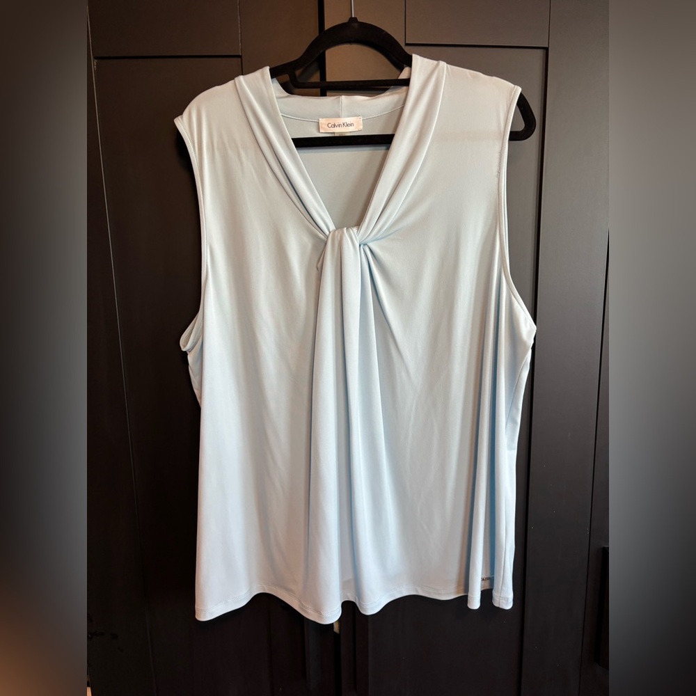 Calvin Klein Women's Soft Blue Knot Front Blouse